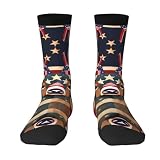 FRESQA Calcetines de media pantorrilla con diseño de ciervos y bandera de Estados Unidos, ideales para ropa casual y deportiva, bandera americana ciervo, talla única