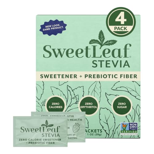 Image of SweetLeaf Stevia Powder Sweetener, Sugar Free - 35 Packets (4 Pack) | Zero Calorie Sweetener No Erythritol, Stevia Leaf Extract, Natural Sugar Substitute for Coffee & Baking, Prebiotic Fiber