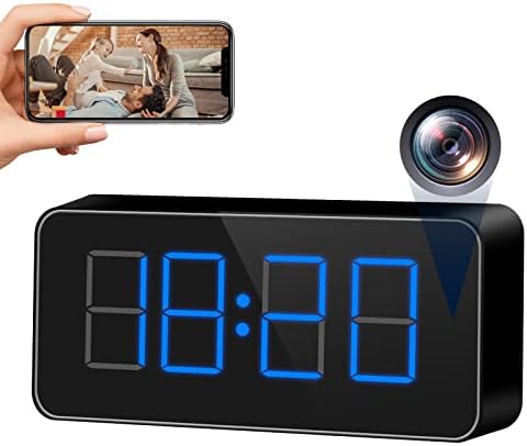 Hidden Camera Clock HD 1080P WiFi Spy Camera Wireless Home Security Cameras Indoor Mini Nanny Cam with Motion Detection Remote View for Home and Office Surveillance