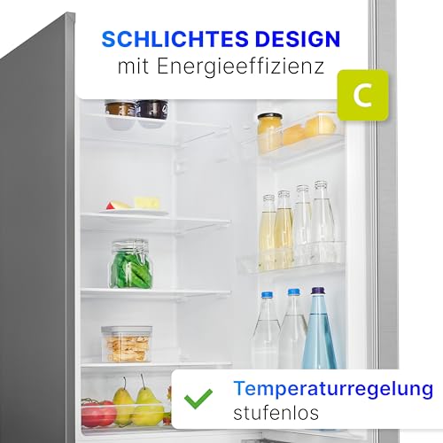 Bomann® Koelkast met vriesvak 180 cm hoog | koel-vriescombinatie 268 l met 4 planken & 3 laden | deuraanslag verwisselbaar | stille koelvriescombinatie met 36db | koelkast KG 7353 inox - Image 3