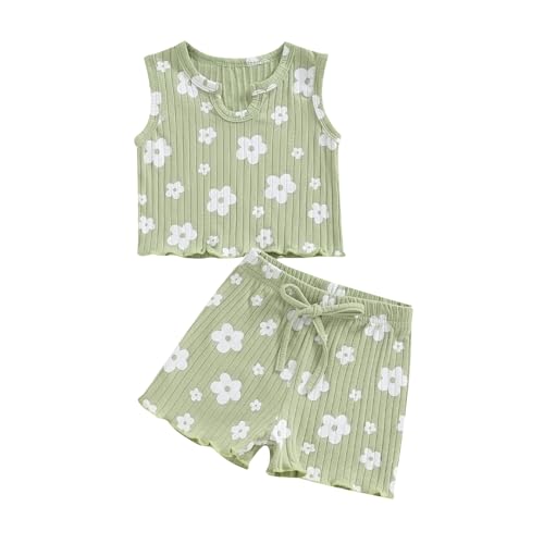 Toddler Baby Girl Summer Clothes Flower Print Tank Tops Shorts Outfit 12 18 24 Months 2T 3T 4T 5T Little Girl Clothes
