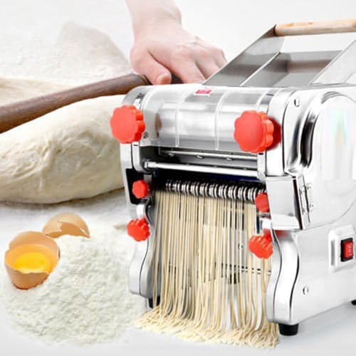 Commercial Electric Pasta Maker - 2-in-1 Stainless Steel Noodle Machine, 750W Heavy Duty Dough Roller & Sheeter, Ideal for Bakery & Catering (18cm Width)