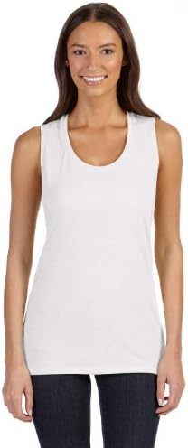 Bella B8803 Canvas Ladies Flowy Scoop Muscle Tank - White44; Extra Large