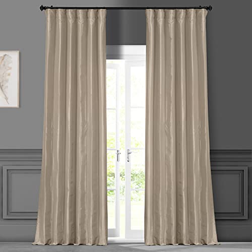 HPD Half Price Drapes Faux Silk Taffeta Curtains for Bedroom & Living Room 84 Inches Long Room Darkening Curtains 50W x 84L, (1 Panel), Antique Beige