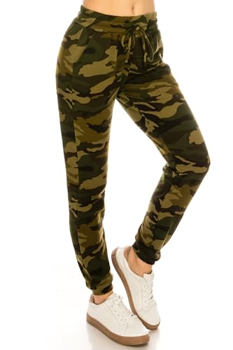 Pantalon de jogging en polaire femme chaud avec poches vert