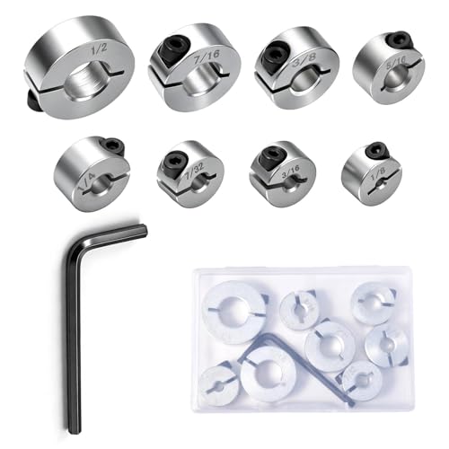 LEONTOOL Kit de 8 pièces comprenant des butées de profondeur, des butées pour forets en acier au carbone, un positionneur d'espacement, un anneau fendu de...