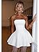 DAAWENXI Women's Sexy Summer Strapless Mini Dress Homecoming Off Shoulder Sleeveless Party Club Short Dresses White