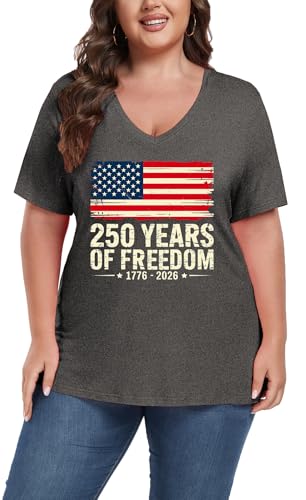 Image of ForHailey Women's Plus Size Short Sleeve Tee Shirt V Neck Basic Ladies Loose Fit T Shirt 1X-5X