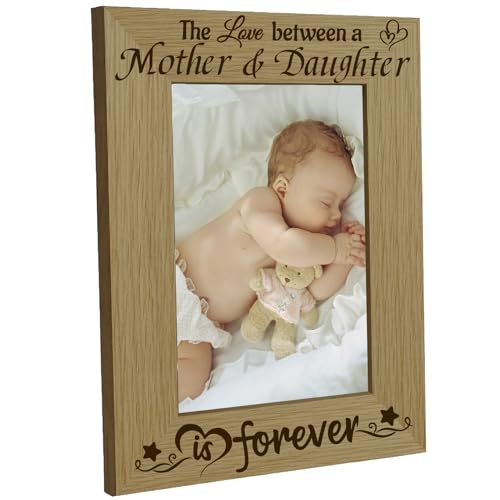 CREATCABIN Mother & Daughter Picture Frame Wood Photo Frame Holds Display Pictures 4x6 Wall Mounting Brown Printing Poster Frame Stand for Gallery Tabletop Decor Mother's Day Memorial Gifts 6 x 8Inch