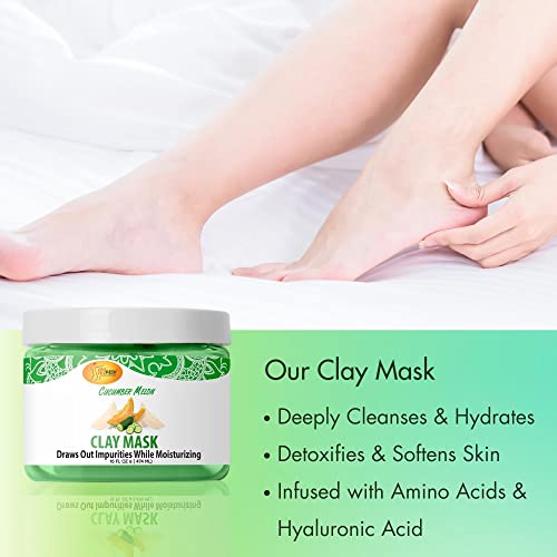 Spa Redi - Clay Mask, Cucumber And Melon, 16 Oz - Pedicure And Body Deep Cleansing, Skin Pore Purifying, Detoxifying And Hydrating #TOP5