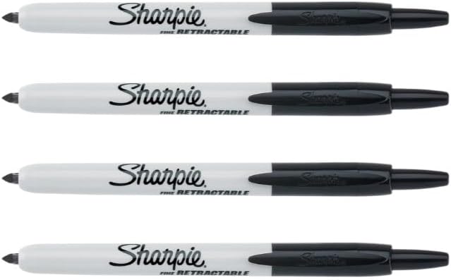 Sharpie Retractable Permanent Markers | Fine Point | Black | 4 Count