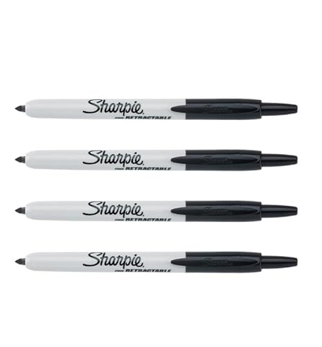 Sharpie Einziehbare Permanentmarker, feine Spitze, Schwarz, 4 Stück