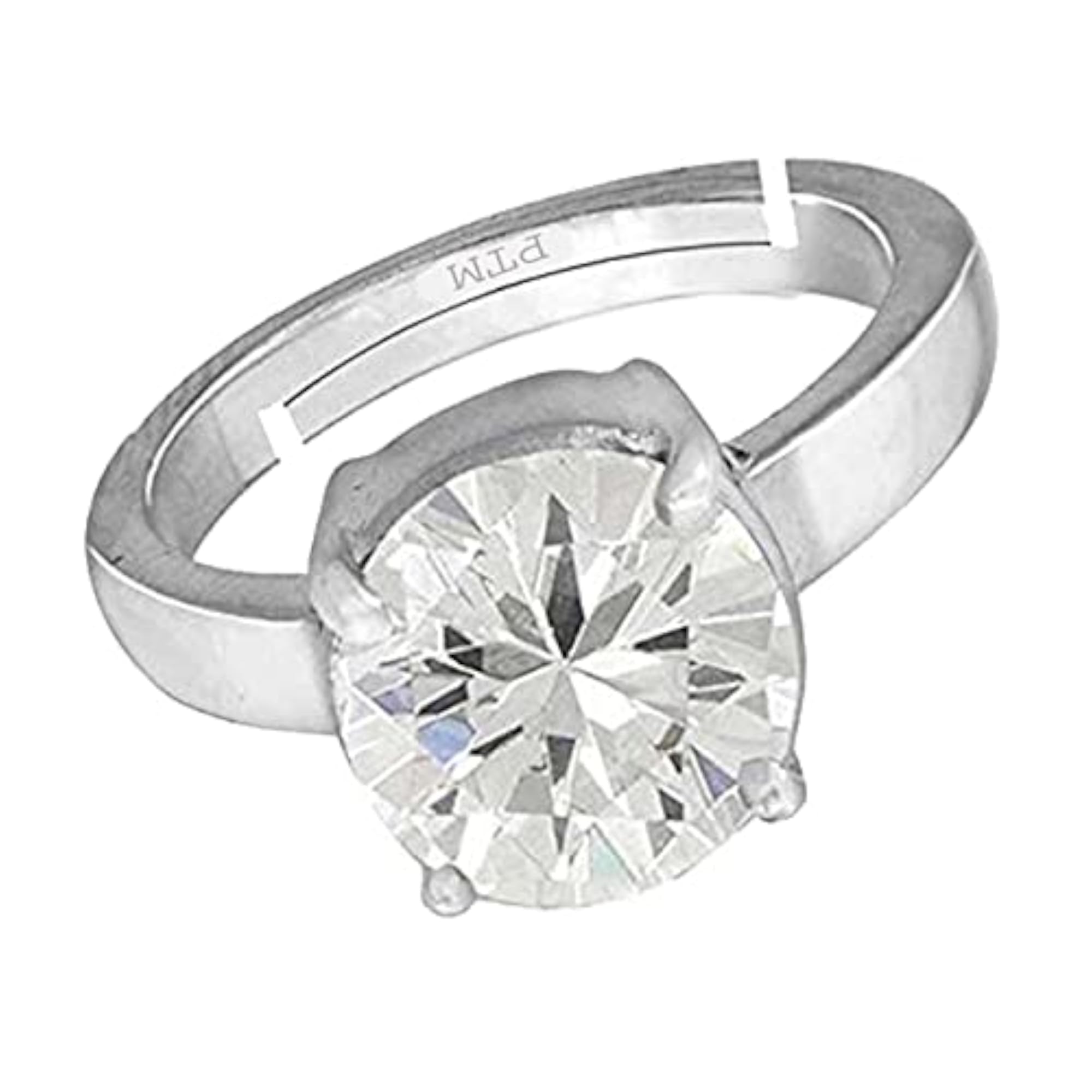 Unisex American Diamond Zircon Adjustable Ring, Certified Gemstone