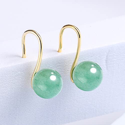 GLLBTPT Vintage 925 Sterling Silver Jade Drop Earrings,Green Earring Women,Jade Jewelry for Women,Good Luck Handmade Earrings Gift for Birthday Anniversary (gold)4