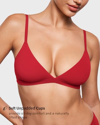 Image of INLYRIC Women's Inbarely Triangle Bralette Plunge Unlined Seamless Bra No Underwire Sexy Comfortable Everyday