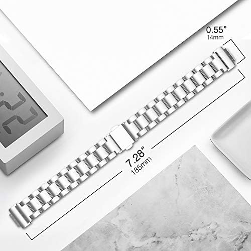 MoKo Stainless Steel Watch Band Compatible with Fitbit Inspire/Inspire HR Smart Watch, Metal Strap Replacement Bracelet Wristband with Watch Lugs Fit Fitbit Inspire/Inspire HR