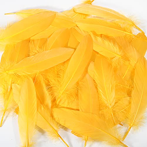 Tharaht 120Pcs Golden Yellow Goose Feathers Natural Bulk 6-8 Inch 15-20Cm For Crafts Diy Cosplay Wedding Party Halloween Decoration Goose Nagoire Feathers #TOP2