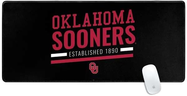 Skinit Extra Large Gaming Mouse Pad - Officially Licensed Oklahoma Sooners Est 1890 Design with Stitched Edges, Waterproof, Non-Slip Rubber Base, Desk Mat for Keyboard & Mouse, 35.75" x 15.4" inches