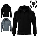 Vaster Moto Motorrad-Hoodie mit Reißverschluss Herren-Motorrad-Renn-Schutzhoodie CE-Protektoren verstärkter YKK-Reißverschluss (DE/NL/SE/PL, Alphanumerisch, XL, Regular, Regular, Schwarz)