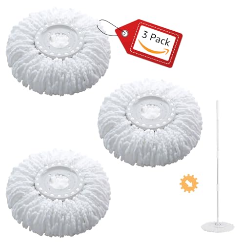 BonusLife 3-Pack Circular Spin Mop Head Refill Replacement
