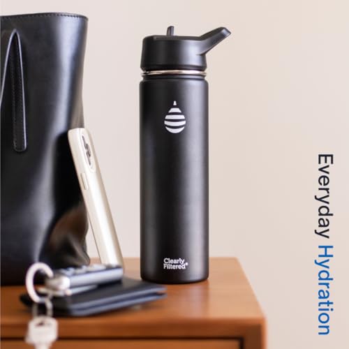 Clearly Filtered Water Bottle | Removes 220+ Contaminants, Double-Wall Insulated Stainless Steel, BPA/BPS Free, Phthalate Free, Filters Flouride Lead Chlorine (20oz, Sage Gray)