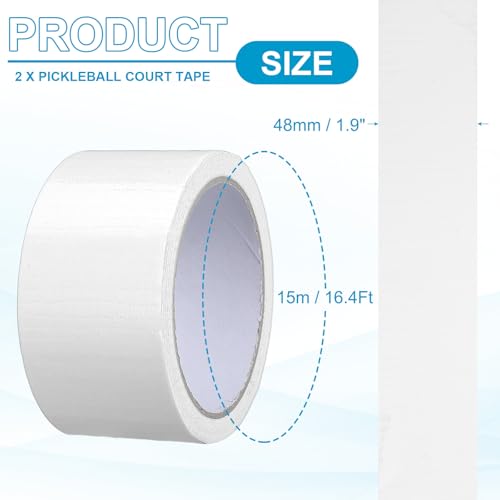 Image of PATIKIL Pickleball Court Tape 2 in x 16 Yard (49 Ft), 2 Pack Waterproof Outdoor Court Line Tape Floor Marking Tool Matte for Gym Driveway Backyard, White