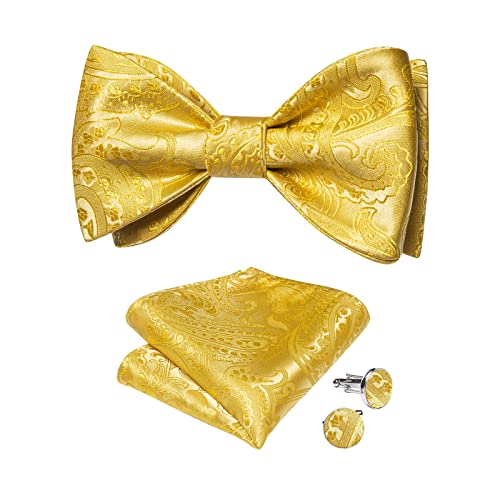 Image of DiBanGu Mens Silk Self Bow Tie Set 4PCS for Tuxedo Wedding