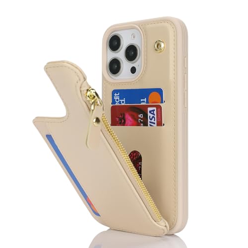 Étui en cuir crème iPhone 16 Pro Max chic haute protection antichoc pour femme - 5