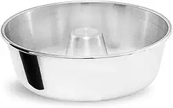Forma Redonda de Alumínio com Furo Central, 20, 22 ou 24 cm, Ideal para Bolos e Pudins, Distribuição Uniforme de Calor (22)