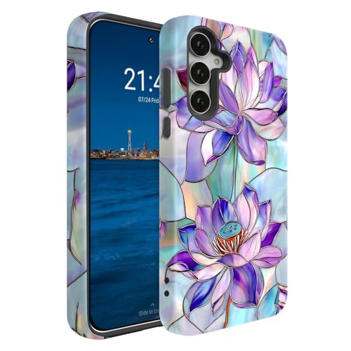 Coque Samsung Galaxy A57 5G antichoc double couche 2 en 1 avec dos verre teinté lotus