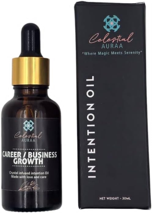 Energized Career and Business Growth Oil - 30ml Intention Bottle Infused with Crystals and Herbs for Professional Success and Advancement