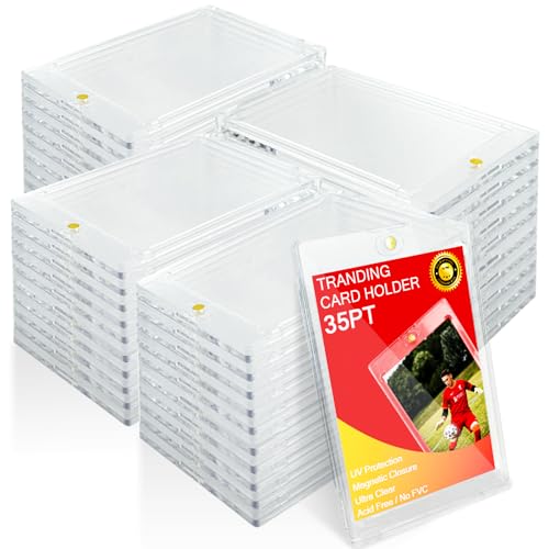unlemoni 100ct Magnetic Card Holders for Trading Cards, 35PT Magnetic Card Holder Hard Plastic Baseball Card Case Protecor Display for Sports Cards, Standard Cards, Game Cards, MTG Cards