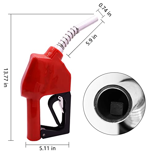 Pancycw Red 3/4" Inch Npt Automatic Fuel Nozzle Auto Shut Off Nozzle Gas Pump Nozzle Max Flow Rate 16 Gpm Max Pressure 15-50Psi 3-Notch Hold Open Clip13/16" Spout Used For Gasoline Kerosene Biodiesel #TOP3