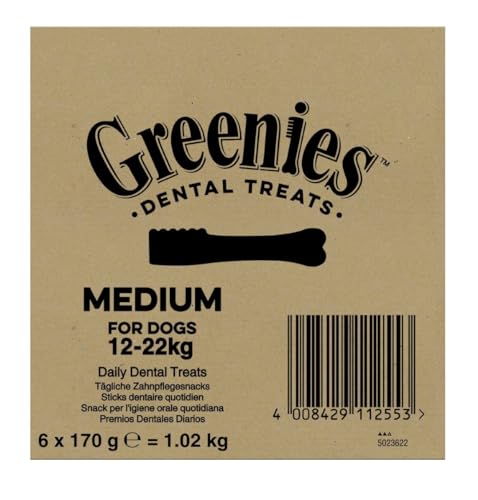 GREENIES Dental Treats Medium für Hunde von 12-22kg, 6 x 170g