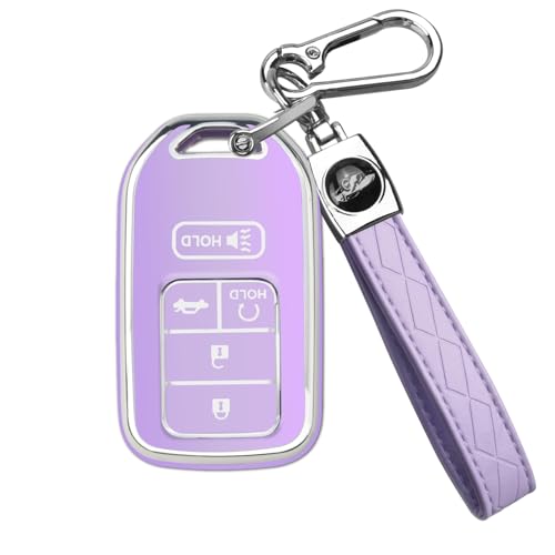 Image of MILD EAST for Honda Key Fob Cover with Keychain 5 Buttons(Purple)