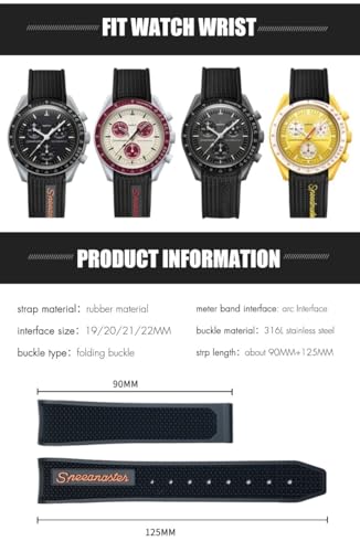 Bracelet de montre Omega 326 sport noir en silicone idéal pour le running et le quotidien 21mm - 6
