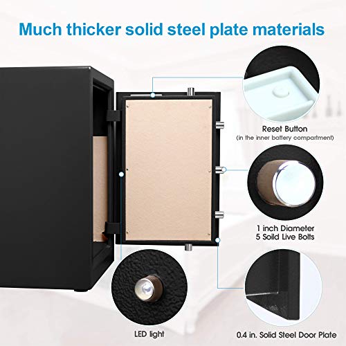 image for TIGERKING Digital Security Safe Box,Double Safety Key Lock and Passwor