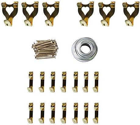 60 Pieces Picture Hooks, Heavy Duty Picture Hangers, Picture Frame Wall Nails, Wall Picture Hanging Kit with Nails Wall Mounting, Golden