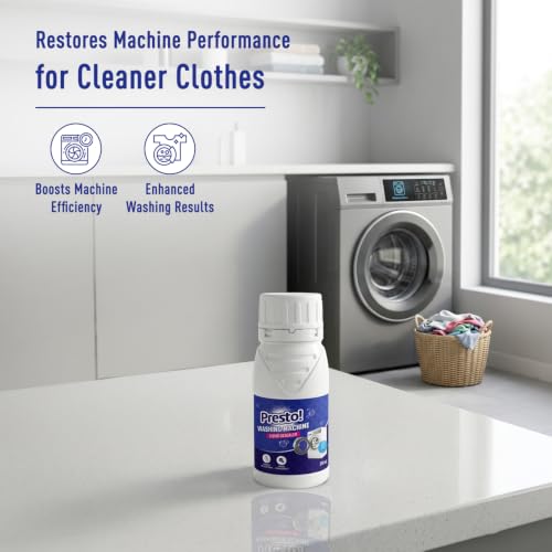 Image of Amazon Brand - Presto! Washing Machine Descaler Liquid | 200ml | Cleaning Liquid For Front & Top Load Washing Machines | Limescale Deposit Remover | Restores Machine Performance