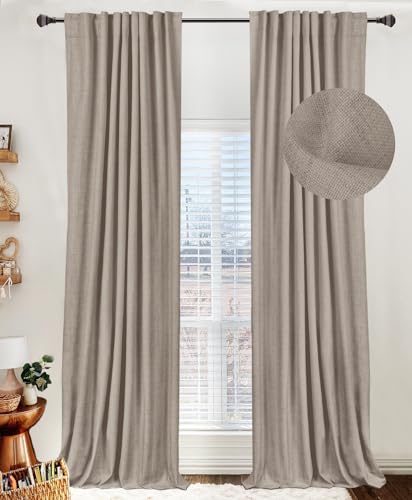 Photo 1 of 100% Blackout Shield Linen Blackout Curtains for Bedroom 96 Inches Long