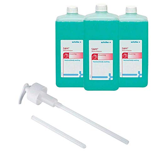 3x 1000 ml Eurofl. Schülke S&M® Waschlotion Reinigungslotion Flüssigseife Lotion + Dosierpumpe
