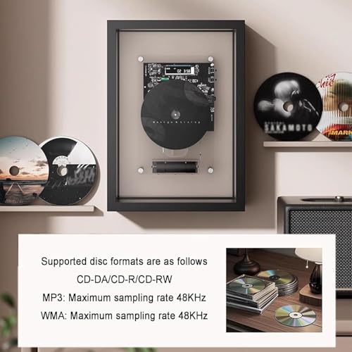 Lettore CD con telecomando, Bluetooth 5.0, uscita AUX, montaggio a parete, design compatto per casa e ufficio