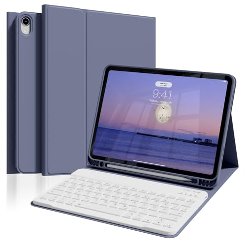 ZOPSGYU Funda con teclado para iPad Air 11 (M3 2025/M2 2024), iPad Air 5 4 (2022/2020) de 10,9 pulgadas con soporte para bolígrafo, teclado magnético Bluetooth, diseño QWERTZ, apagado automático