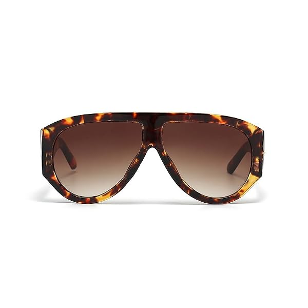 OSAGAMA Trendy Retro Oversized Aviator Sunglasses for Women Men 70s Luxury Designer Thick Classic Sun Glasses (Leopard/Faded Brown) by OSAGAMA - Used condition - Image 2