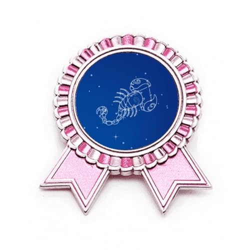 Broche constellation Scorpion médaille lauréat univers étoilé rose métal M