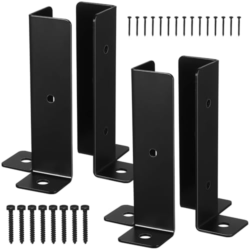 TTFDSUJUS 4 Pcs Wood Post Base Fence Post Anchor Deck Railing Bracket Pergola Brackets Post Base Ladder Accessories Construction Tools