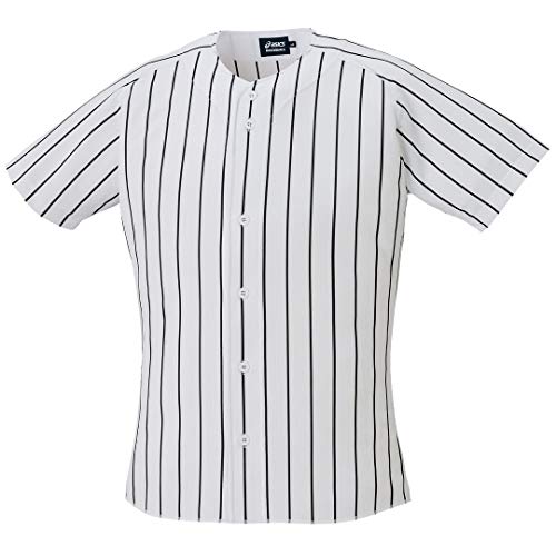 asics 野球 ストライプ ゲームシャツ 半袖 高校野球ルール対応 2121A152 ホワイト/ブラック L