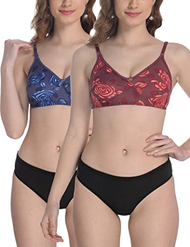 Image of StyFun Women Cotton Bra Panty Set for Women Lingerie Set Bra Panty Set Bra Panty Set for Women with Sexy Bra Panty Set for Women, See Main Image to Check How Many Sets You Will Get