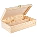 Creative Deco Boîte Caisse à Vin en Bois Cadeau Non Peint | Boite Rangement | 2 Bouteilles | 35 x 21 x 11 cm | Bois Naturel | Coffre Coffret | avec Couvercle | pour Peindre, Stockage, Décoration