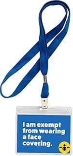 Face Mask Exemption Card - Exempt Lanyard - Face Covering Exempt Badge - Sunflower Hidden Disability - Official Design - Asthma - COPD - Health Issue - Social Distance Lanyard (1 Pack - Blue)